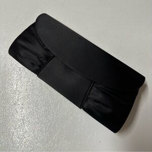 Elegant Classic Black Satin Pleated Clutch Evening Bag Handbag